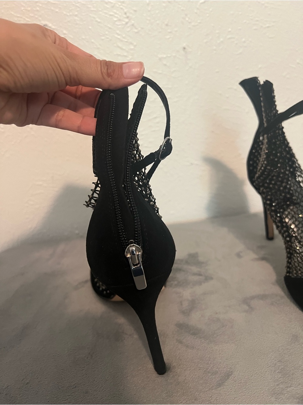 Nine West Black Mesh Peep-Toe Ankle Booties - Picture 5 of 15